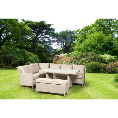 Garten Living 8-Sitzer Lounge-Set Leopold aus Rattan mit Polster